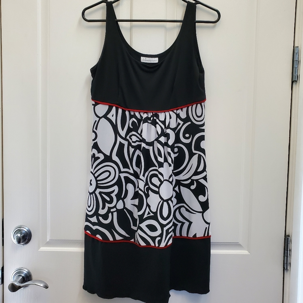 Women's midi dress in black, white and red by ENFOCUS STUDIO